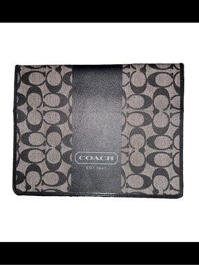 Coach Signature Vintage iPad Case Black & Gray with Leather Trim